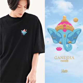 Just say Bad ® Oversize Long รุ่น Munimal Ganesha ( สกรีนนูน ) สีขาว ดำ เสื้อทรงA พระพิฆเนศ M L / OLS