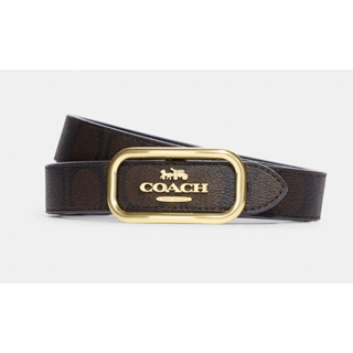 เข็มขัด CE971 COACH Morgan Rectangle Buckle Belt, 25 Mm Gold/Brown Black