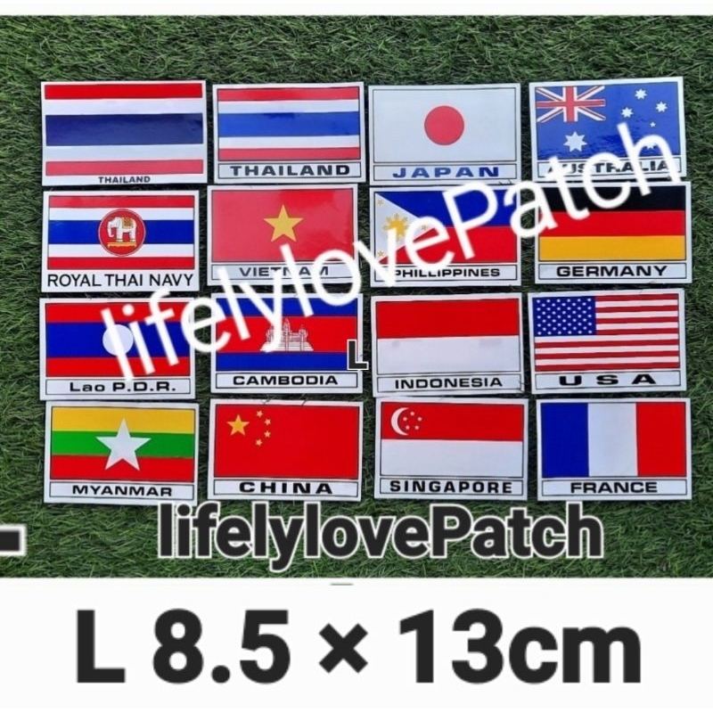 สติ้กเกอร์ธงขาติ ไทย ลาว กัมพูชา เวียดนาม พม่า หลากหลายประเทศ sticker flags สติ้กเกอร์แต่งรถ