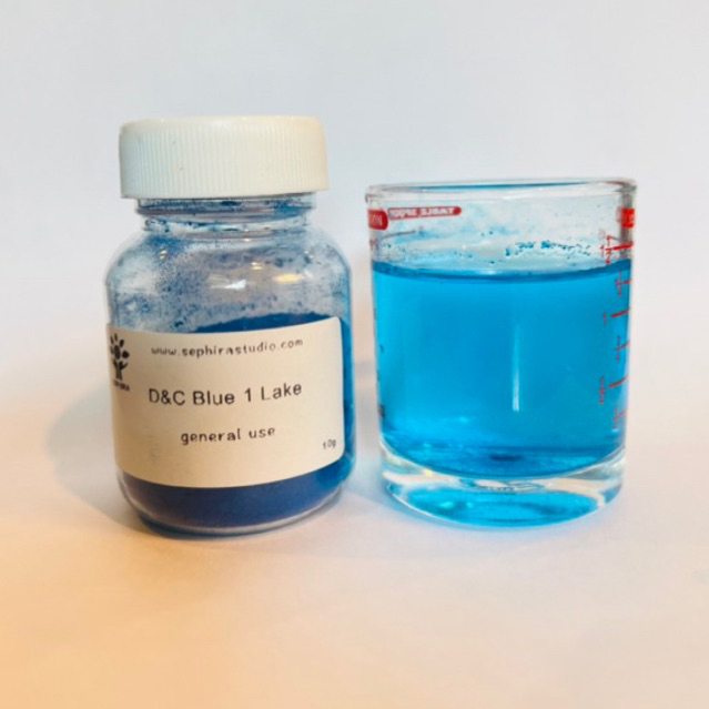 สีฟ้า Blue D&C Lake Cosmetic grade สีละลายน้ำเป็นสีฟ้า สำหรับทำเครื่องสำอาง ให้ผลิตภัณฑ์เป็นสีฟ้าใส