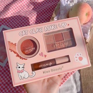 เซ็ทแต่งหน้า Kiss Beauty Cat Claw Makeup เครื่องสำอางค์ 3 ชิ้น อายแชโดว์ บลัชออน ลิปสติก