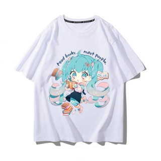 Hatsune Miku เสื้อยืดแขนสั้นอะนิเมะ Miku ชายและหญิง cos เสื้อคู่ผ้าฝ้าย