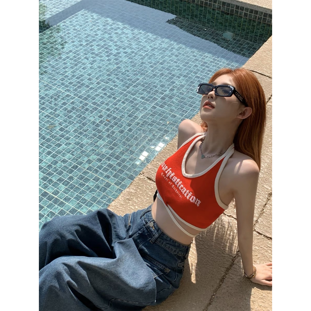 TA-08 เสื้อครอปพื้น สายฝอ สายเกา ผ้ายืดเข้ารูป สายเดี่ยว