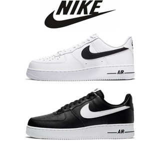 Nike Air Force 1 07 Low Top Sports Retro รองเท้าลําลองผู้ชายรองเท้าผ้าใบผู้หญิงสีขาวสีดํา