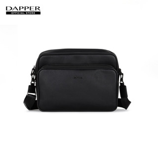 DAPPER กระเป๋าสะพายข้าง Double Zipper Saffiano Bag สีดำ (BM4B1/1203)