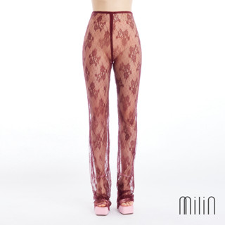 [MILIN] Honey Suckle High-waisted skinny fit flared-leg sheer lace pants กางเกงขายาวทรงเข้ารูปผ้าลูกไม้ไม่มีซับใน 41