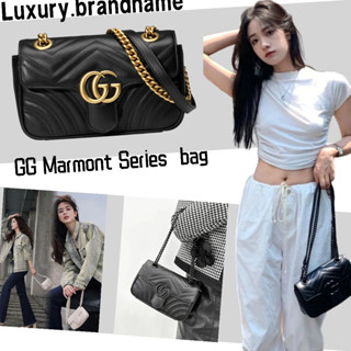 กุชชี่ กระเป๋าสะพายมินิ Gucci/GG Marmont Series/กระเป๋าสุภาพสตรี/กระเป๋าสะพายข้าง/กระเป๋าสะพาย