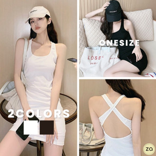 💥HOT SALE💥มินิเดรสด้านหลังแต่งไขว้ ผ้าร่อง