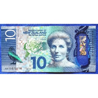 แบงก์​สะสม​ นิวซีแลนด์​ New​ Zealand, 10 Dollars, ใช้แล้ว, B977E