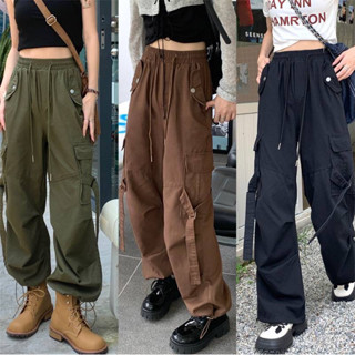 Harness Cargo Pant กางเกงคาโก้ขายาวเเบบมีเข็มขัดตรงกระเป๋า ผ้าคอตต้อลทวิล งานเกรดนำเข้า