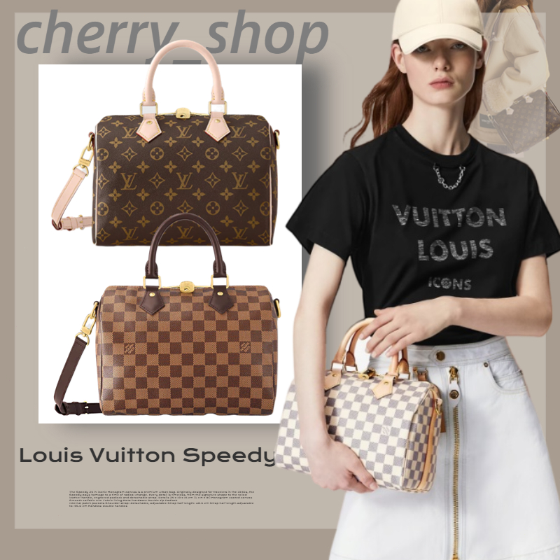 🍒หลุยส์วิตตอง/Louis Vuitton SPEEDY bag with shoulder strap🍒LV BAG/ผู้หญิง/กระเป๋าสะพาย speedy 30 speedy 25 speedy 35