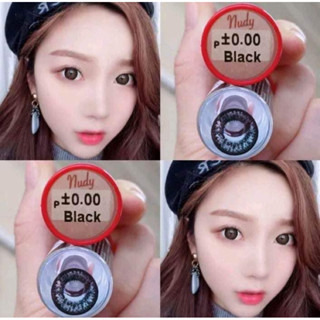 Nudy Black บิ๊กอาย สีดำ ตาโต โทนแบ๊ว . ดวงตากลมโต Pretty Doll Contact Lens Bigeyes คอนแทคเลนส์ ค่าสายตา สายตาสั้น -8.00