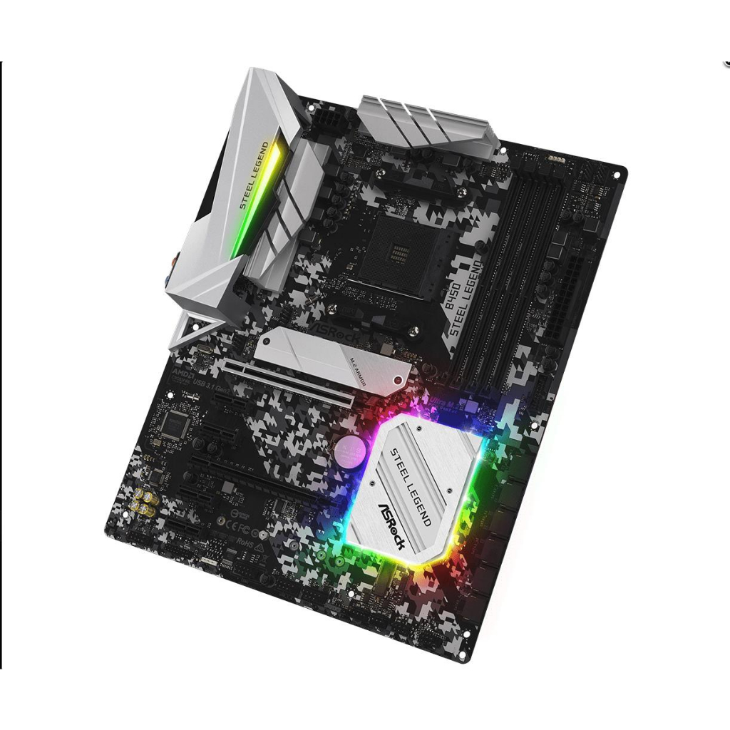 (ร้านในไทย) เมนบอร์ด AM4 ASROCK B450 STEEL LEGEND คละแบรนมีประกันศูนย์และประกันร้านเมนบอร์ดสวยมาก  พ