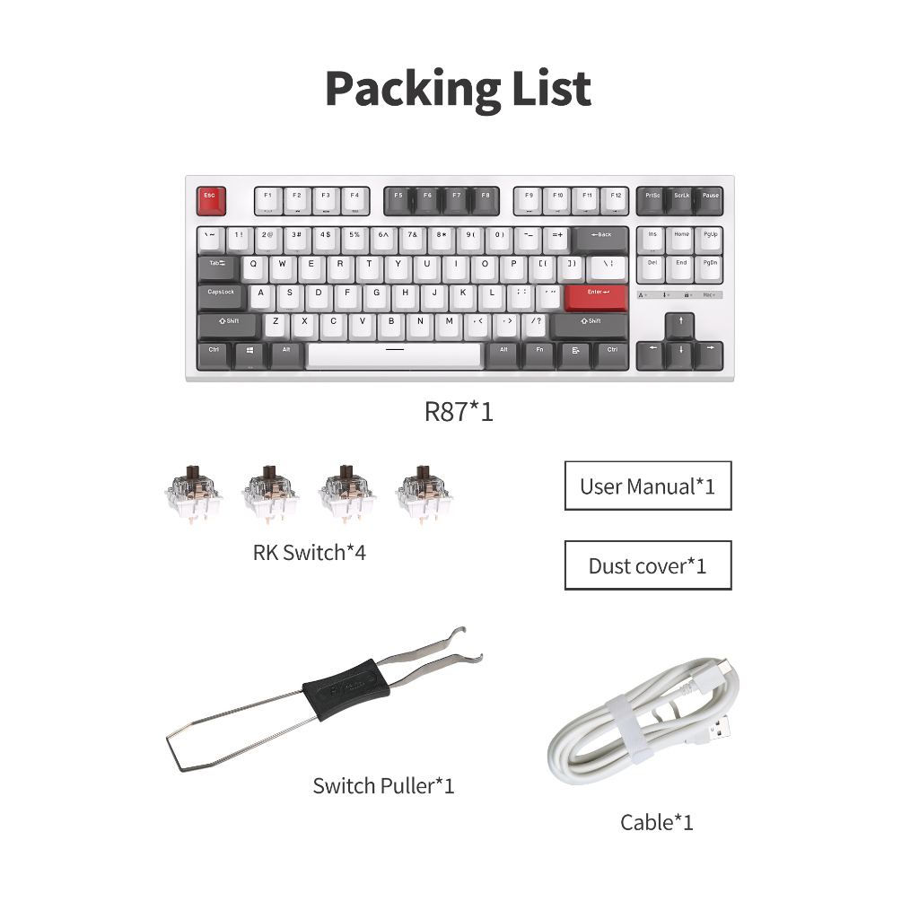 Rk ROYAL KLUDGE R87 คีย์บอร์ดเมคคานิคอล แบบใช้สาย RGB 80% USB เป็น C สําหรับ Mac Os