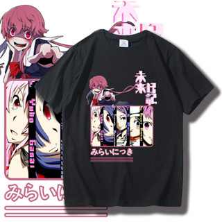 未来日記Mirai Nikki Anime Trend ใหม่คอกลมผ้าฝ้ายแขนสั้นขนาดใหญ่สบายๆคู่ American Street เสื้อยืด