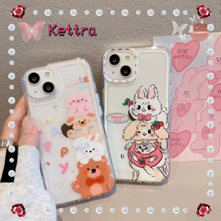 💜Kettra💜ป้องกันการหล่น ขอบเต็ม iPhone 11 14 pro max การ์ตูน ลูกสุนัข รุ่นคู่ เส้นขอบโปร่งใส น่ารัก case for iPhone 12 13