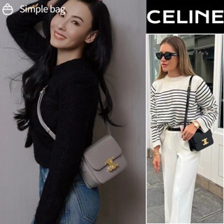 🍑เซลีน CELINE Teen Triomphe Bag In Shiny Calfskin