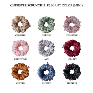 Elegant color mini-10cm. ยางรัดผมผ้าซาติน(เงา) Satin Scrunchies ยางมัดผม ยางรัดผมโดนัท