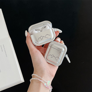 เคสแอร์พอด 3 Case Airpods 3 pro2 case วัสดุชุบ แฟชั่น เรียบง่าย ภาพวาดภูเขา Airpod 3 pro2 case เคส Airpod 1 gen2 case