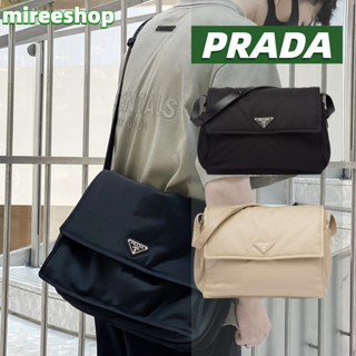 🍒ปราด้า PRADA กระเป๋าสะพายไหล่บุนวมขนาดใหญ่ผ้า Re-Nylon shoulder bag