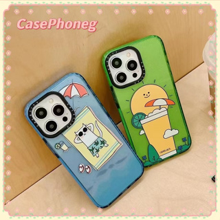 🍑CasePhoneg🍑ป้องกันการหล่น ขอบเต็ม iPhone 11 14 pro max การ์ตูน สีเขียว สีม่วง เคสใส น่ารัก รุ่นคู่case for iPhone 12 13