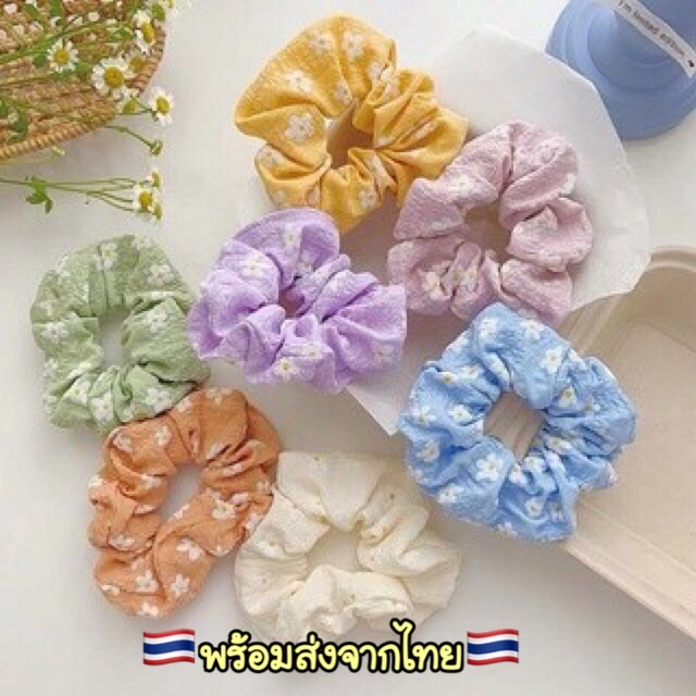 A249 ยางรัดผมผ้าทอลายดอกไม้ สไตล์เกาหลี พร้อมส่ง