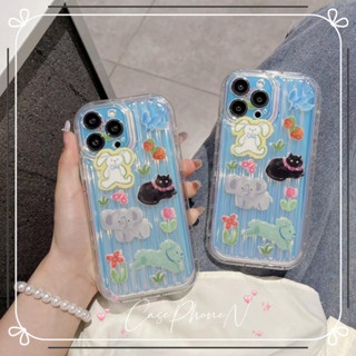 🔥สไตล์ใหม่🔥เคสไอโฟน iphone 11 14 Pro Max พื้นหลังสีน้ำเงิน ระลอก สัตว์ขนาดเล็ก เคส iphone 12 13 Pro Case for iPhone