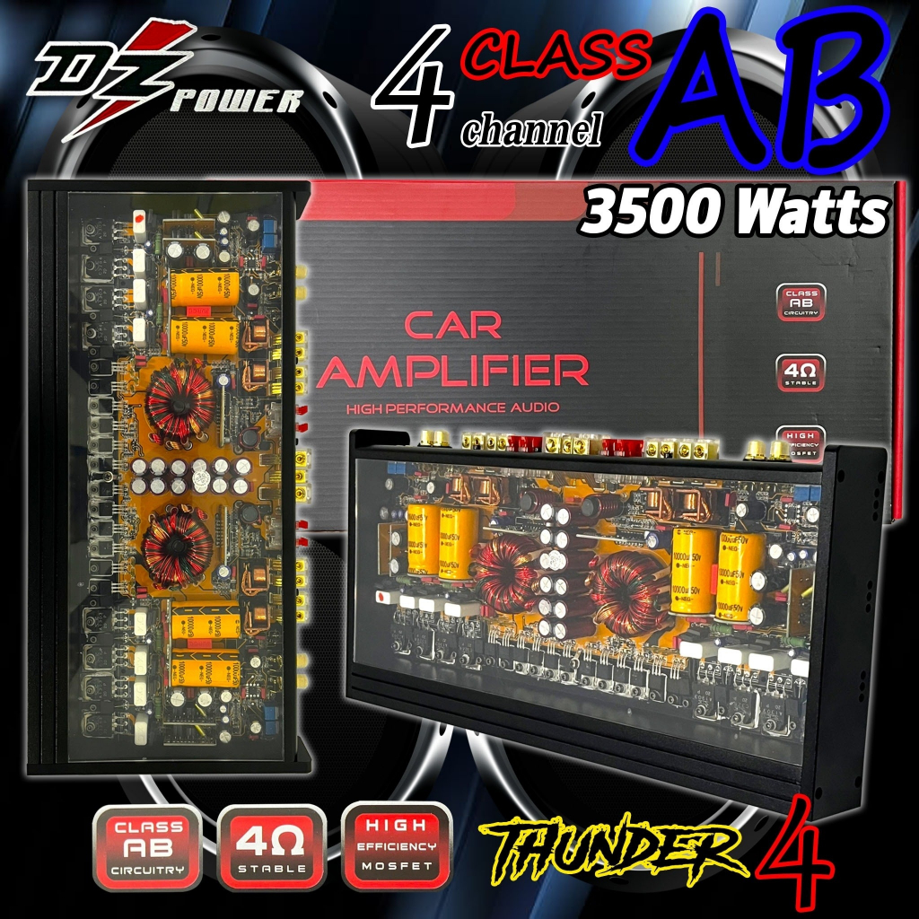 [จัดส่งรวดเร็ว ]แอมป์4ชาแนล 3500 วัตต์ เพาเวอร์ขับกลาง-แหลม DZ POWER รุ่น THUNDER 4 BK-150.4 Class A