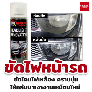 Getsun Headlight Renovation 235 ML สเปรย์ขัดไฟหน้ารถ ขัดโคมไฟเหลือง คราบขุ่น เคลือบไฟรถ ให้กลับมาเงางามเหมือนใหม่