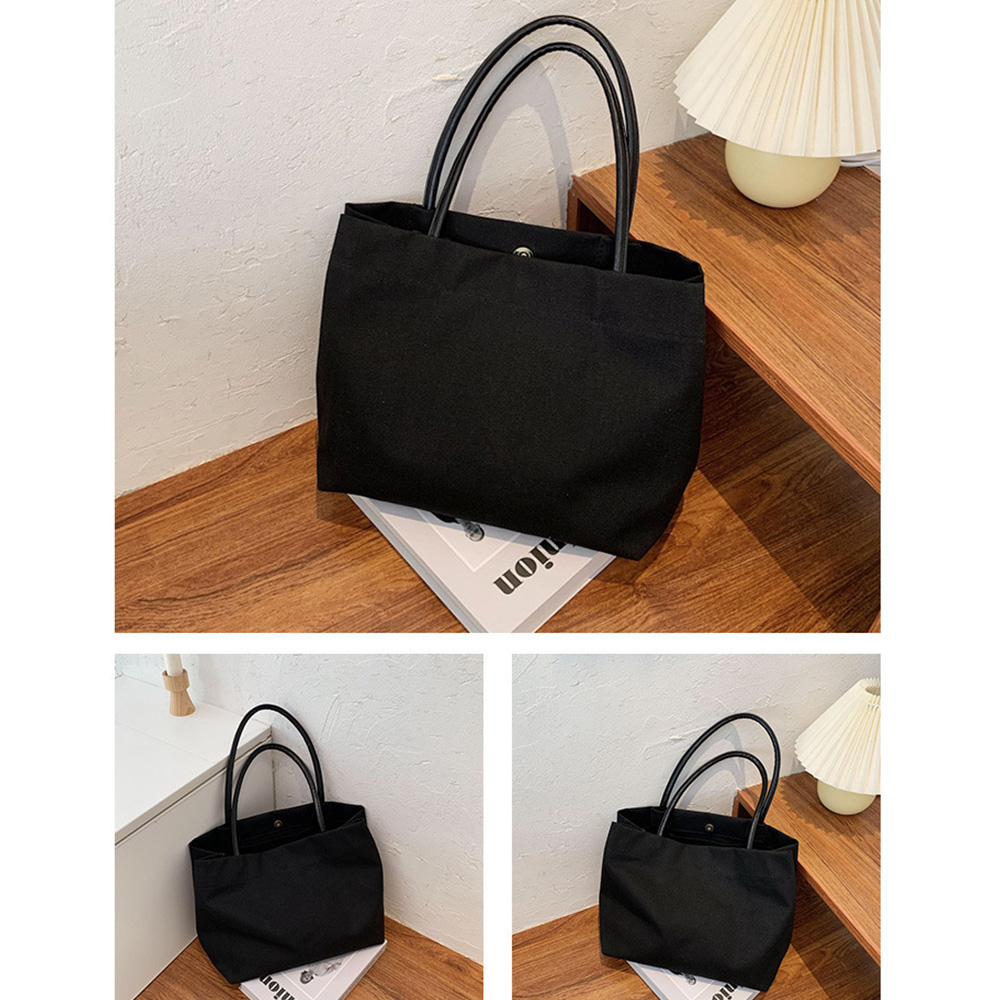 ꕥCatalog Bagꕥ กระเป๋าผ้าสะพายข้างแฟชั่น สีพื้น 2 สี สายกระเป๋าหนัง (04)