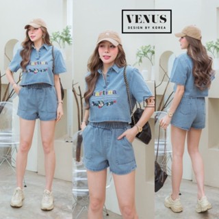 📌Jeans Set ชุดเซตผ้ายีนเนื้อดี งานปักแน่นๆช่วงอก งานสวยมากๆนะคะ มาพร้อมกับกางเกงเข้าชุดกันคะ สามารถใส่แยกกันได้นะคะ