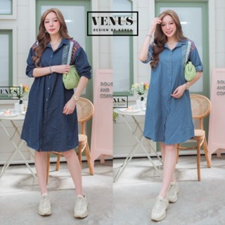 Jeans MaxiDress แม๊กซี่เดรสผ้ายีนเนื้อดี แต่งกระดุมเรียงหน้า แขนยาว แขนสามารถพับได้นะคะ