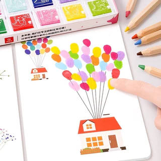 Ink Pad Stamp DIY ปลอดสารพิษ สีฟองน้ำ แผ่นหมึก fingerprint ล้างออกง่าย Sensory play Lookmaebaby