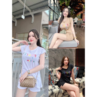 🧸Set ความสุข น่ารักแบบชุดเดียวจบค๊า เสื้อทรงมินิเดรส พร้อมกางเกงขาสั้น ชุดชิวๆใส่อยุ่บ้าน ผ้านุ้มๆใส่สบายค้า