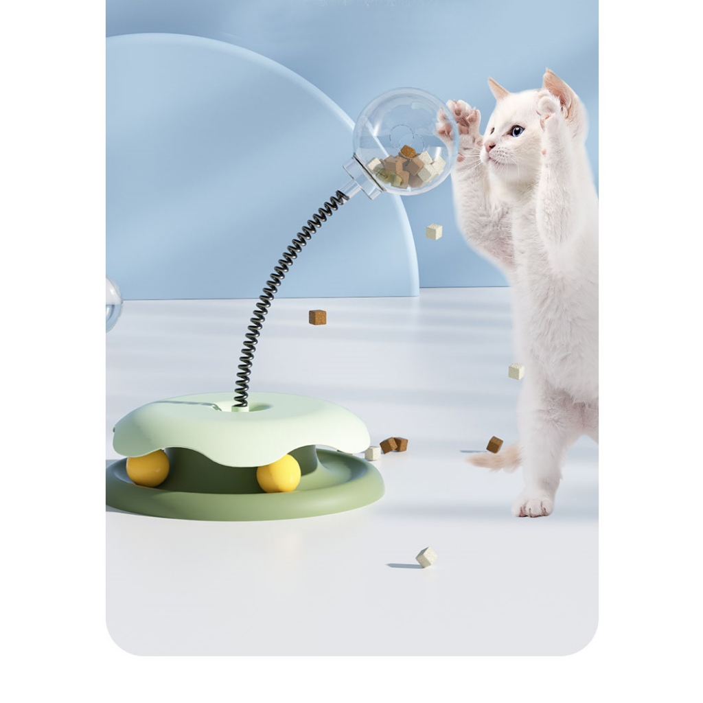 Deemar ของเล่นแมว สปริงล่อแมว  ลูกบอลอาหาร  ของเล่นพร้อมที่ใส่อาหาร ช่องใส่อาหารอุปกรณ์ใส่อาหาร YC019