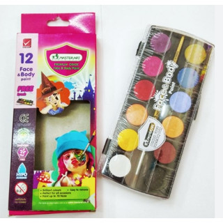 Master Art สีทาหน้าผิวหน้าและร่างกาย 12 สี สำหรับเด็กเล็ก 3 ขวบขึ้นไป