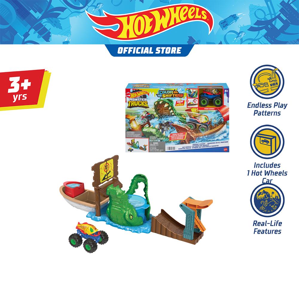 Hot Wheels Monster Trucks Swamp Chom Playset ฮอตวีล มอนสเตอร์ทรัคส์ ชุดรางหนองน้ำพิฆาต HGV14 VN