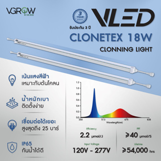 [ส่งฟรี] VLED Clonetex 18W  2 บาร์ ไฟปลูกสำหรับ โคลนนิ่ง เพาะเมล็ด LED Grow Lights Seedling and cloning clone light