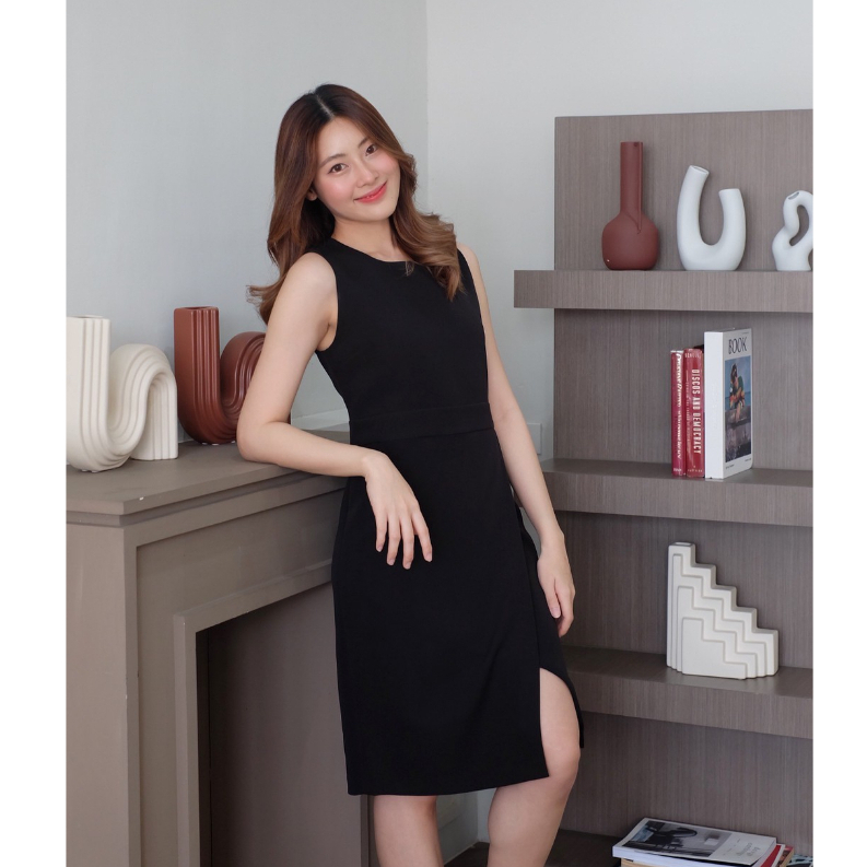 Timetoeve - Gracie Dress เดรสยาวแขนกุดมีซิปหลังซับในทั้งตัว