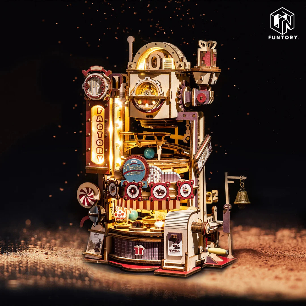 🍫 พร้อมส่ง EN.ver 👩‍🍳 Funtory ตัวต่อไม้ ของเล่น DIY Chocolate Factory Marble Run ของขวัญ ROKR LGA02