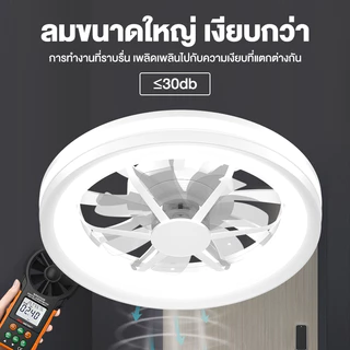 โคมไฟเพดาน LED พัดลมโคมไฟ หลอดไฟพัดลม หรี่แสงได้ พร้อมรีโมตคอนโทรล 3สี ค์บ้านตกแต่งแสง
