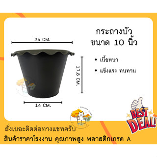 กระถางบัวพลาสติก 10นิ้ว (ส่วนลด,ของแถม) กระถางบัว กระถางพลาสติก กระถางปลูกบัว กระถางปลูกผัก กระถางชวนชม กระถางต้นไม้