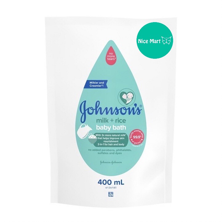 Johnson's จอห์นสัน ครีมอาบน้ำ มิลค์แอนด์ไรซ์ สบู่เหลว ครีมอาบน้ำเด็ก 400 มล.