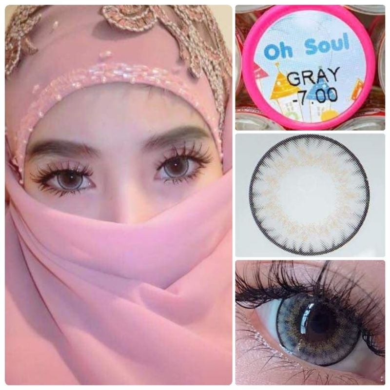 คอนแทคเลนส์ มี อย.ไทย รุ่น Oh soul  By Kitty Kawaii สีเทา/ตาล Gray/Brown มีค่าสายตา (0.00)-(-10.00)
