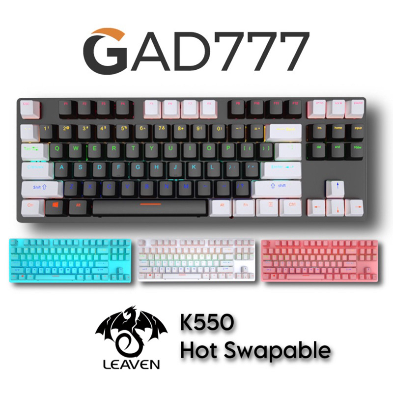 Leaven K550 คีย์บอร์ดTKL คีย์บอร์ด80% 87ปุ่ม [G7_118] คีย์บอร์ดเกมมิ่ง คีย์บอร์ดแมคคา Mechanical Swi