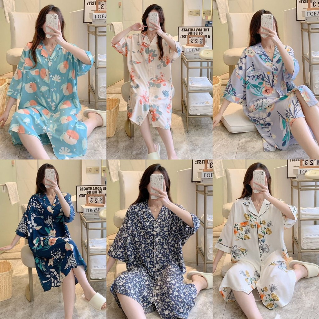 🌿เดรส ฟรีไชส์ •💕ชุดนอนผ้าเยื่อไผ่☘️(D366,D367,D368,D369,D370,D371,D372,D373,D374,D375,D376)