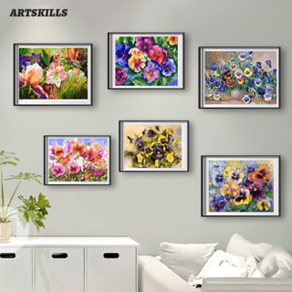 Artskills (พร้อมส่ง) ภาพระบายสีตามตัวเลข แบบขึงเฟรมไม้ งานศิลปะ DIY painting by numbers ภาพสวยๆ Close-ups ดอกไม้ ทะเลดอกไม้สีม่วง 22305