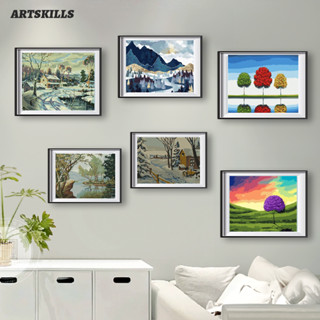 Artskills (พร้อมส่ง) ภาพระบายสีตามตัวเลข แบบขึงเฟรมไม้ งานศิลปะ DIY painting by numbers ภาพสวยๆ ทิวทัศน์ธรรมชาติ ยอดเขา 21414