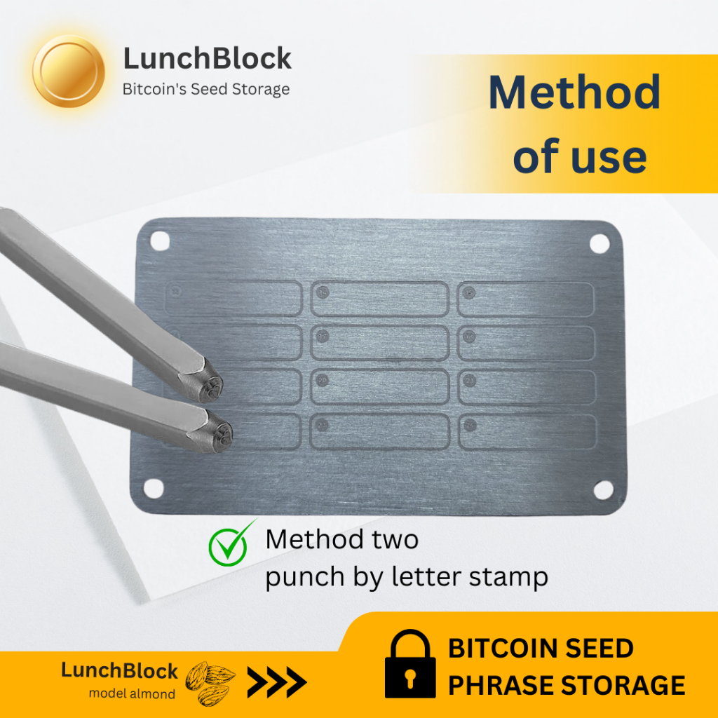 LunchBlock Bitcoin Seed Phrase Storage 12/24 words - แผ่นจดบิทคอยน์ Seed Cryptosteel รองรับทั้ง 12