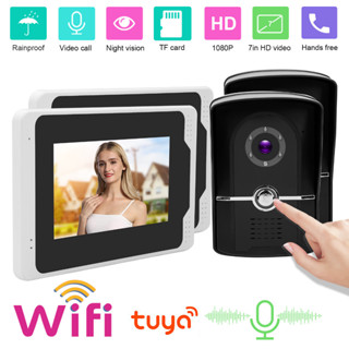 กล้องวิดีโอติดประตู 1080P Wifi 7in Tft 110 Night Vision สําหรับ Tuya 100`240V